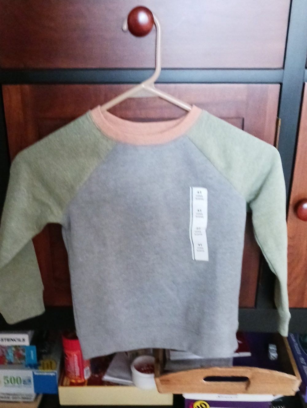 NEW! Cat & Jack- Kids Raglan Sweatshirt in Gray, Green & Rust